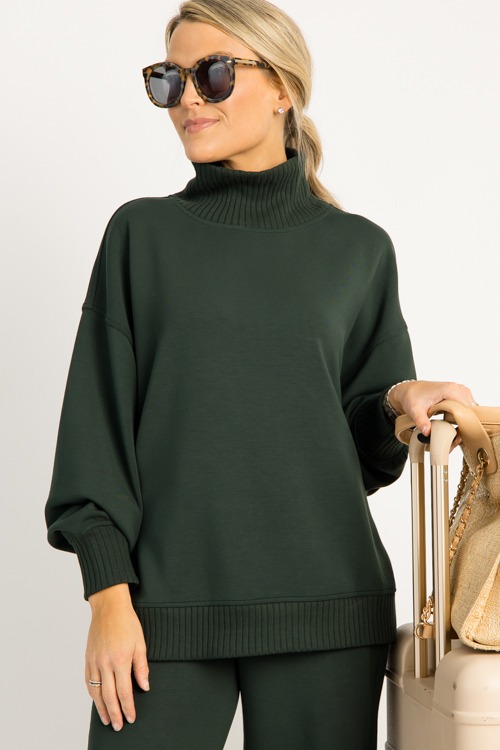 Modal Rib Trim Pullover, Green