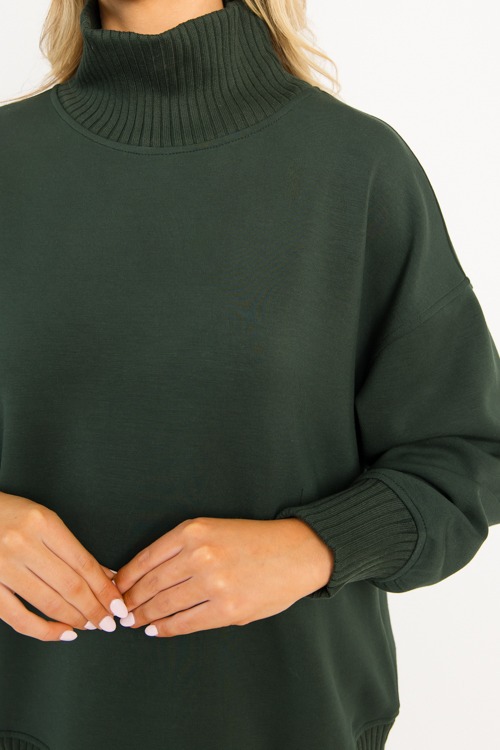 Modal Rib Trim Pullover, Green - 0908-84h.jpg
