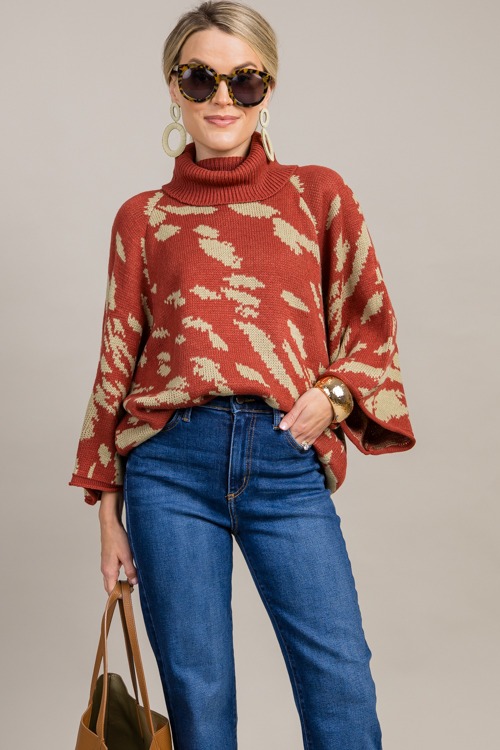 Isabella Print Sweater, Rust/Sa - 0909-102.jpg