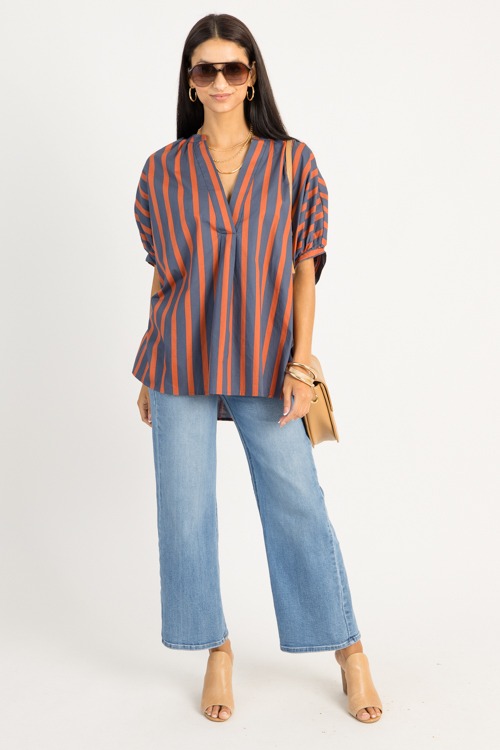 Stripe Oversize Top, Orange