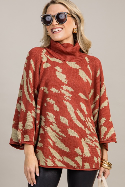 Isabella Print Sweater, Rust/Sa - 0909-105.jpg