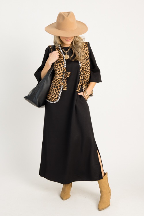 Leopard Stripe Trim Vest, Latte