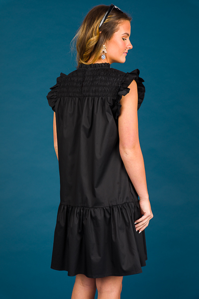 Poplin Smock Black Dress