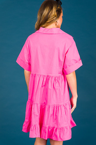 Button Front Shirt Dress, Pink