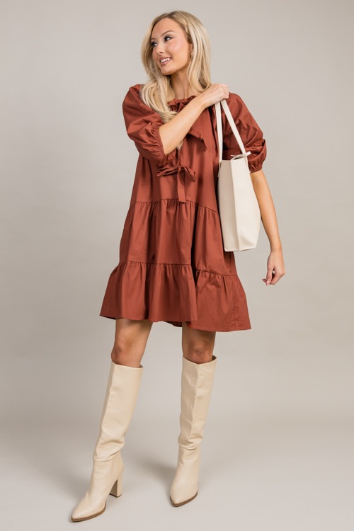 Bow Detail Tiered Dress, Rust - 0909-2h-Edit.jpg