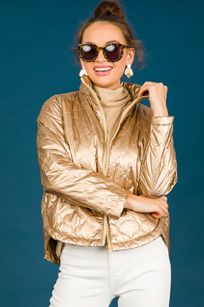 Bronze Quilted Zip Jacket - New Arrivals - The Blue Door Boutique