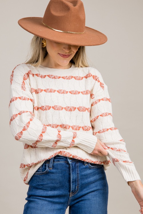 Texture Stripe Sweater, Rust - 0909-84h.jpg