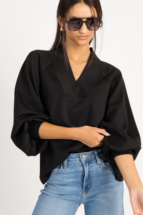 Jane V-Neck Pullover, Black