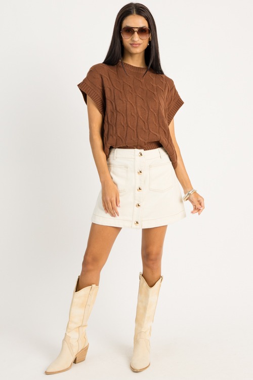 Gold Button Pocket Skirt, Ivory - 0910-127p.jpg