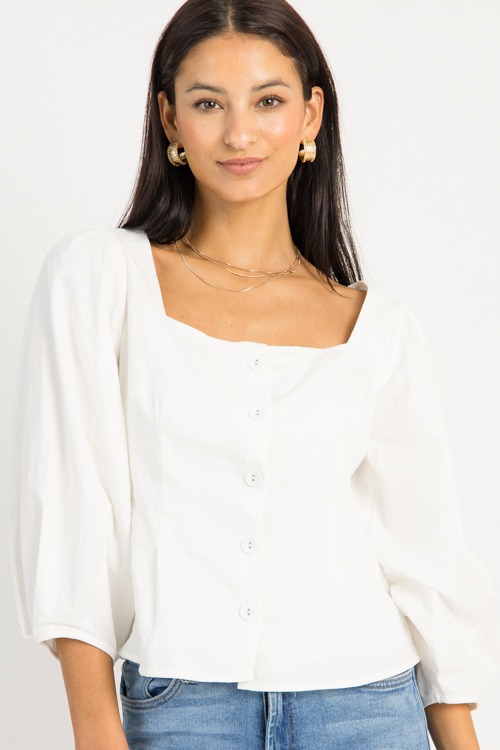 Square Neck Button Top, White - 0910-135p.jpg