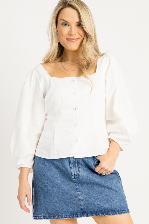 Square Neck Button Top, White - 0910-137.jpg