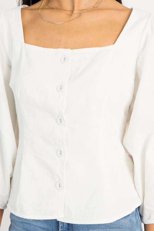 Square Neck Button Top, White - 0910-140.jpg