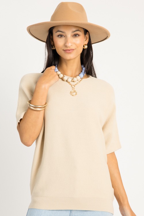 Short Sleeve Dolman Sweater, Oatmeal