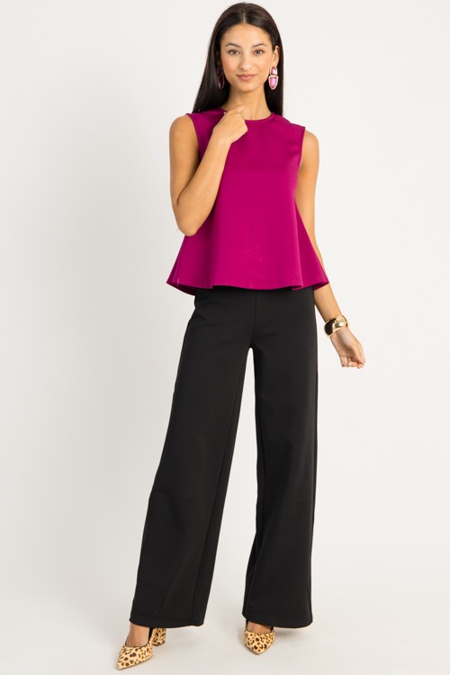 Soft Knit Peplum Top, Plum
