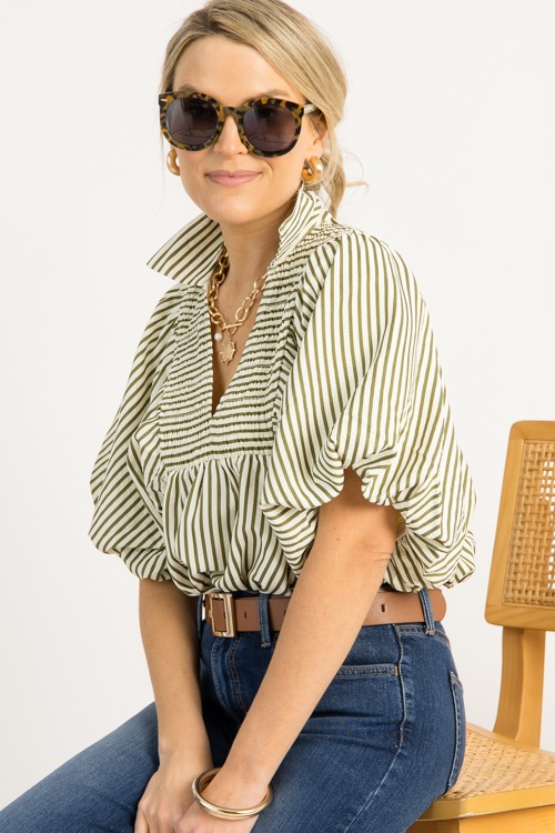 Carter Stripe Top, Olive