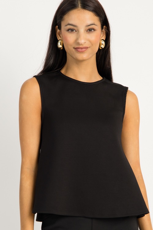 Soft Knit Peplum Top, Black