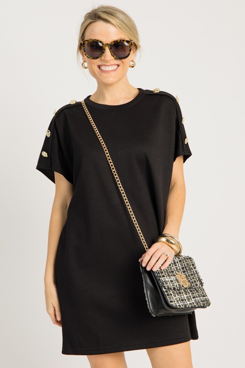 Knit Button Detail Dress, Black - 0911-131.jpg