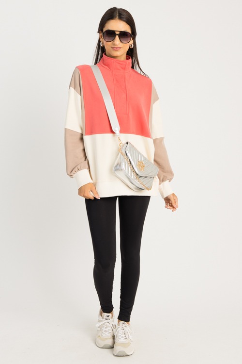Colorblock Pullover, Mauve Brown