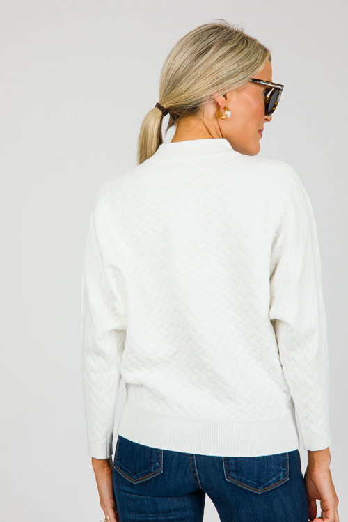 Herringbone Texture Sweater, White