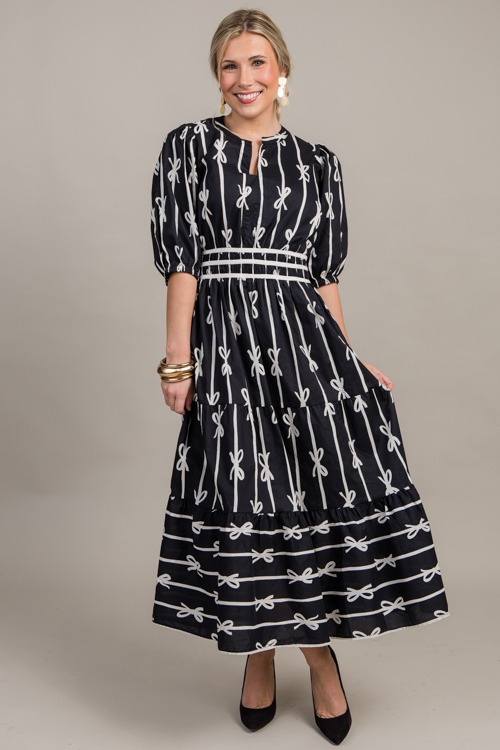 Bow Stripe Midi, Black