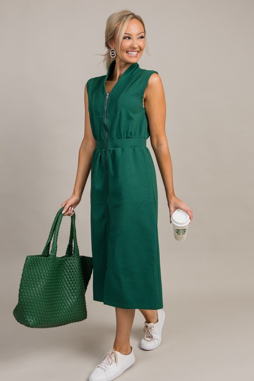 Zip Up Knit Midi, H. Green