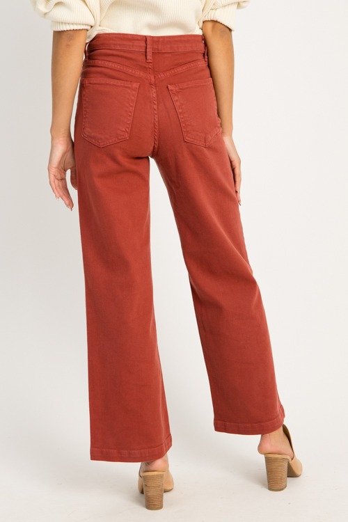 Patch Pocket Wide Leg Jeans, Burgundy - 0911-99.jpg