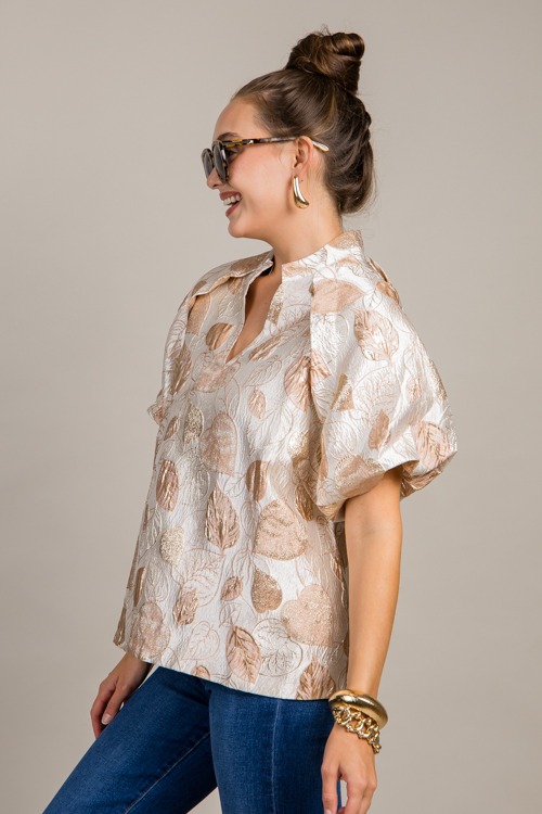 Jacquard Leaf Blouse, Rose Gold - 0912-100.jpg