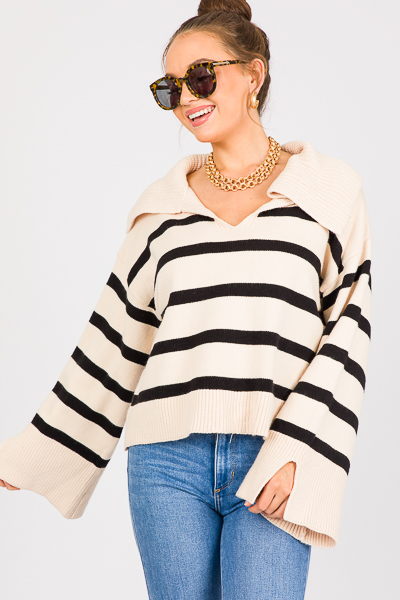 Oversized Collar Sweater, Natural