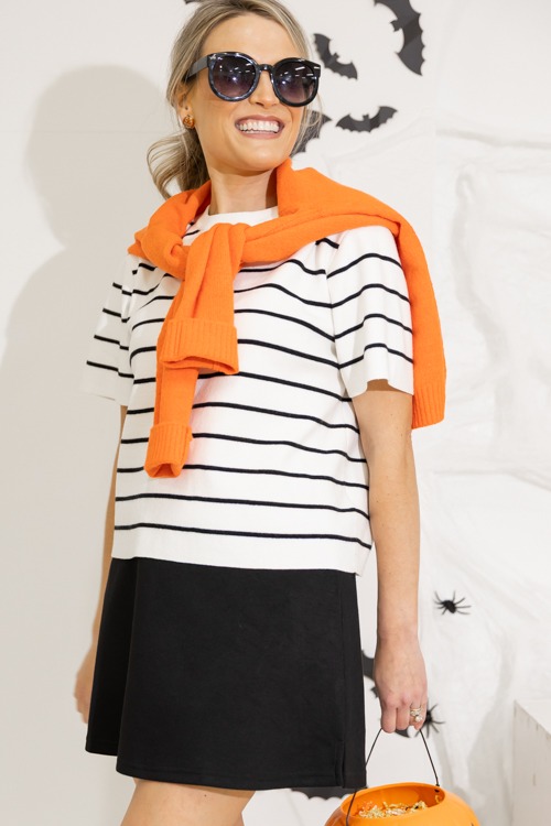 Sadie Stripe Top, White Black