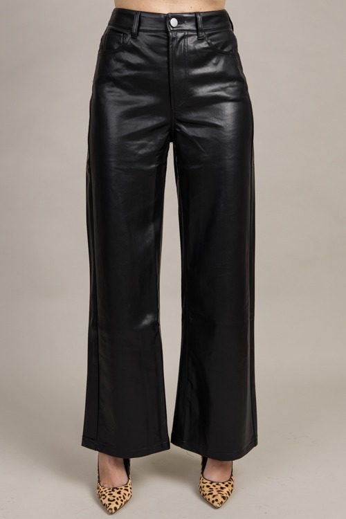 Celine Leather Pants, Black