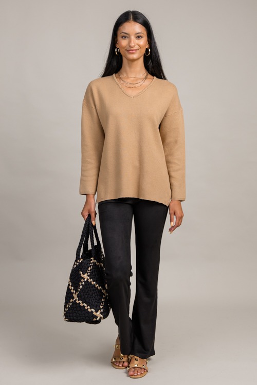 Bennett V-Neck Sweater, Khaki - 0912-32h.jpg