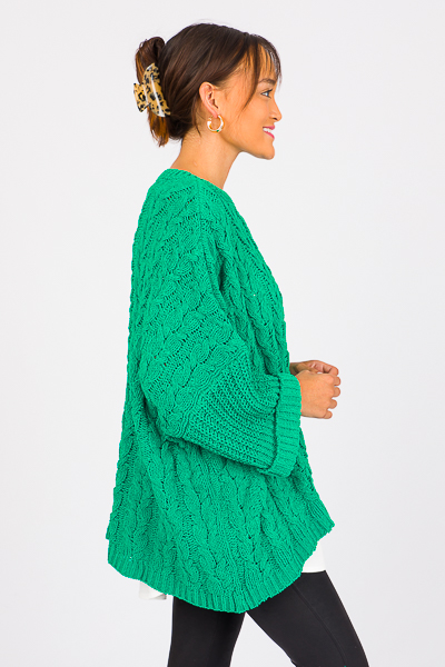 Cuffed Chenille Sweater, Green