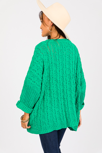 Cuffed Chenille Sweater, Green