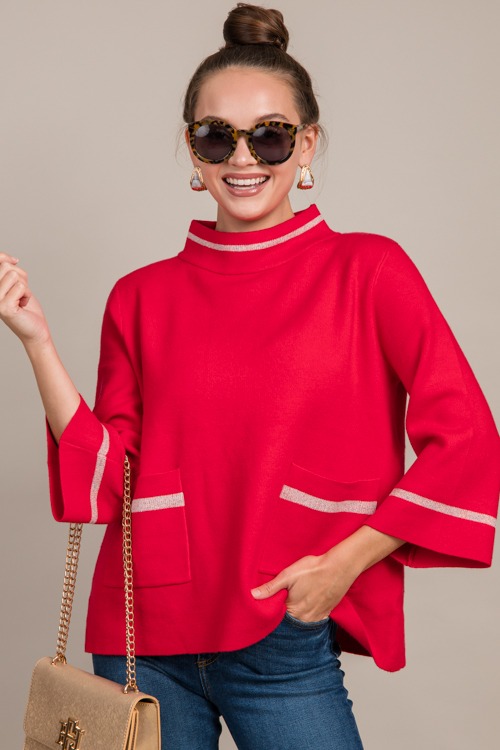 Stripe Trim Pocket Sweater, Red - 0912-41h.jpg