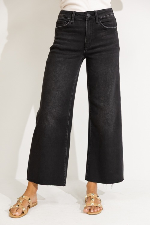 Crop Slim Wide Leg Jeans, Black
