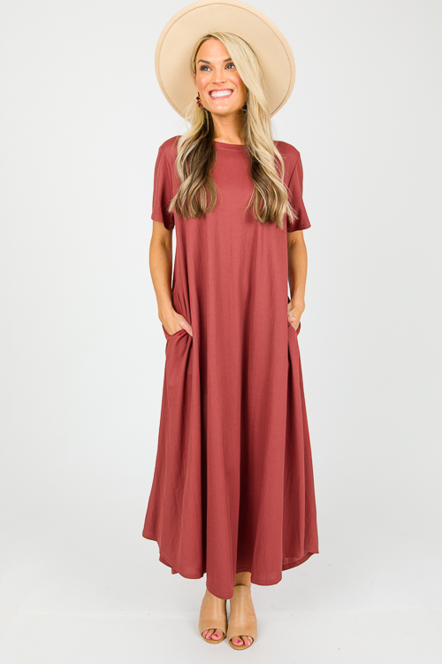 Short Sleeve Gabi Maxi, Red Brown