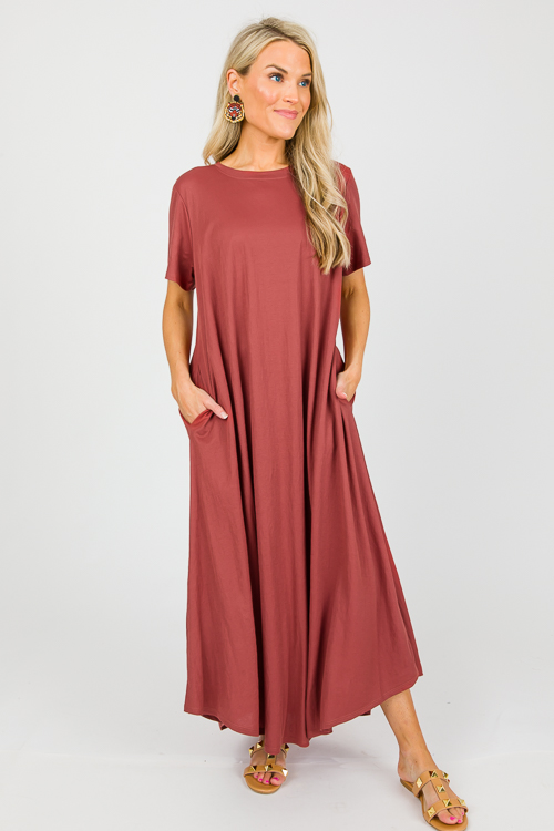 Short Sleeve Gabi Maxi, Red Brown