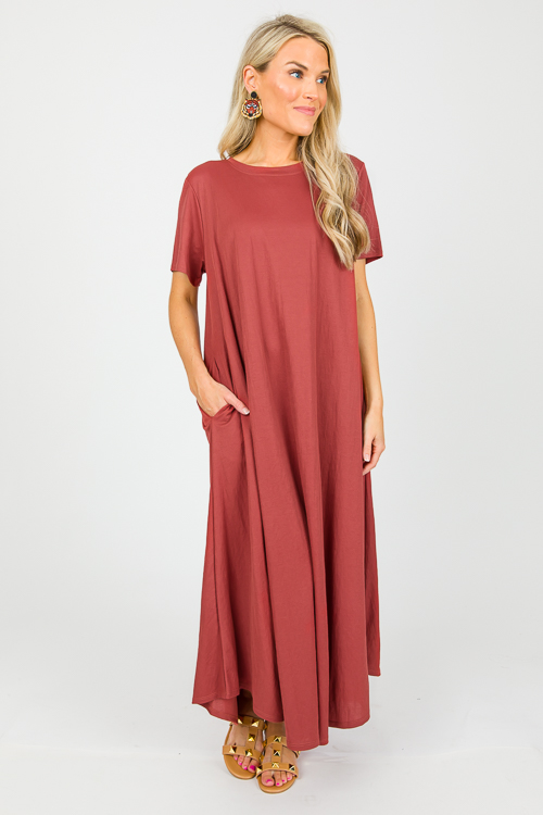 Short Sleeve Gabi Maxi, Red Brown