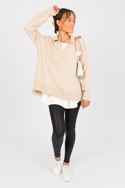 Brodie Collared Sweater, Oatmeal