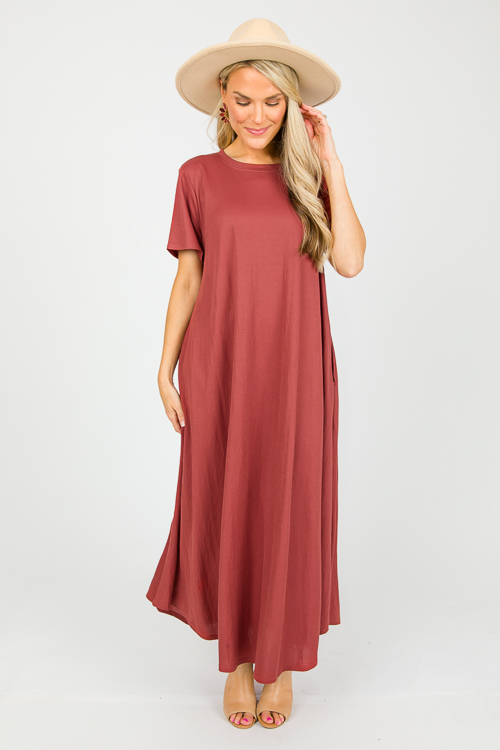 Short Sleeve Gabi Maxi, Red Brown