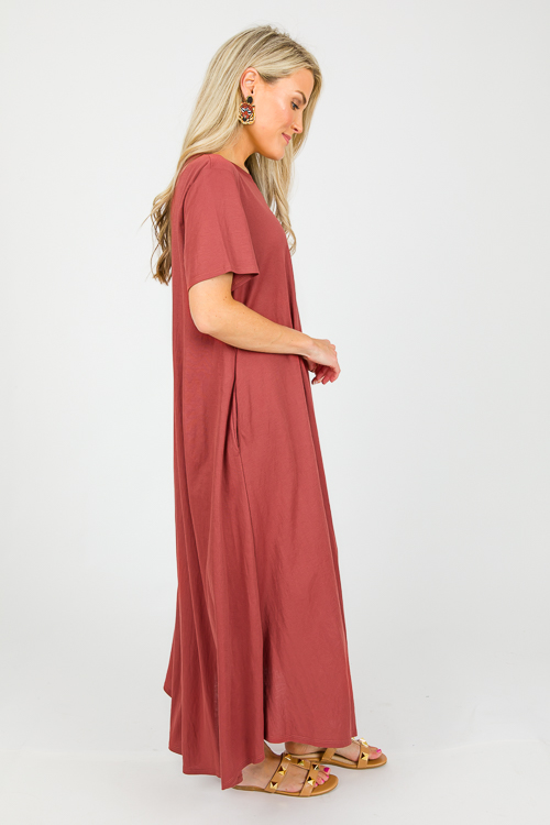 Short Sleeve Gabi Maxi, Red Brown