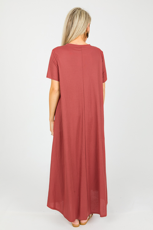 Short Sleeve Gabi Maxi, Red Brown