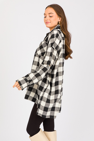 Buffalo Plaid Tunic Shirt, Grey