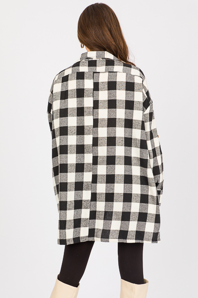 Buffalo Plaid Tunic Shirt, Grey