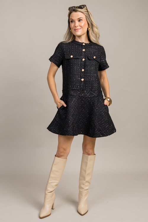 Meredith Tweed Dress, Black