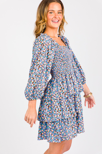 In Bloom Smock Dress, Blue