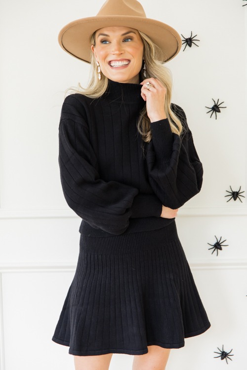 Sweater Skirt Set, Black