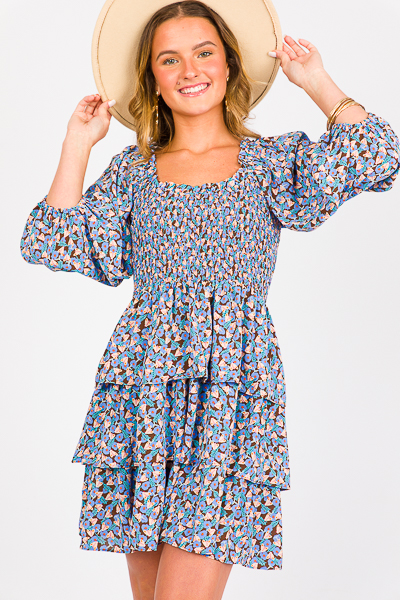 In Bloom Smock Dress, Blue