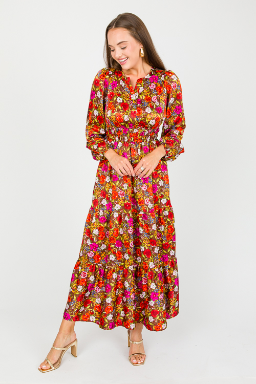 Silky Floral Maxi, Brown