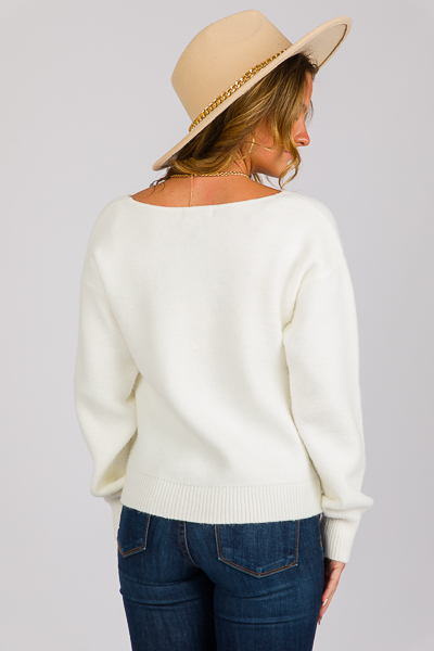 Wrap Front Sweater, Ivory